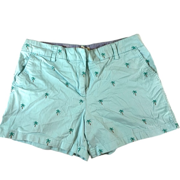 Soft mint Palm tree print preppy short shorts by Cambridge Dry Goods size 8 - Picture 2 of 10